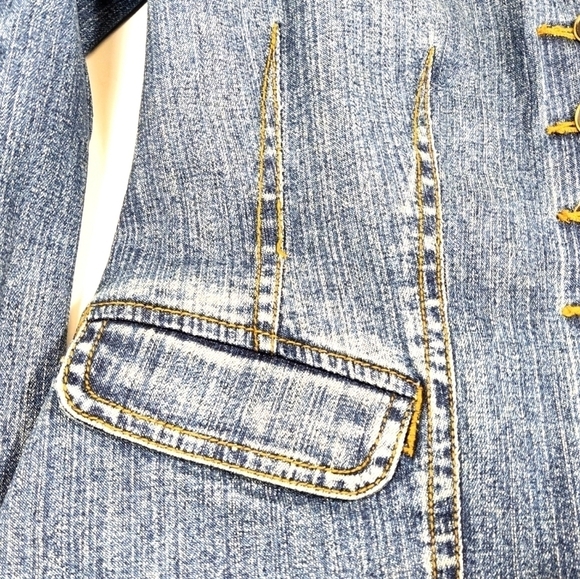 St John's Bay Petite Stretch women's blue jeans jacket Size:S/P - Picture 5 of 8